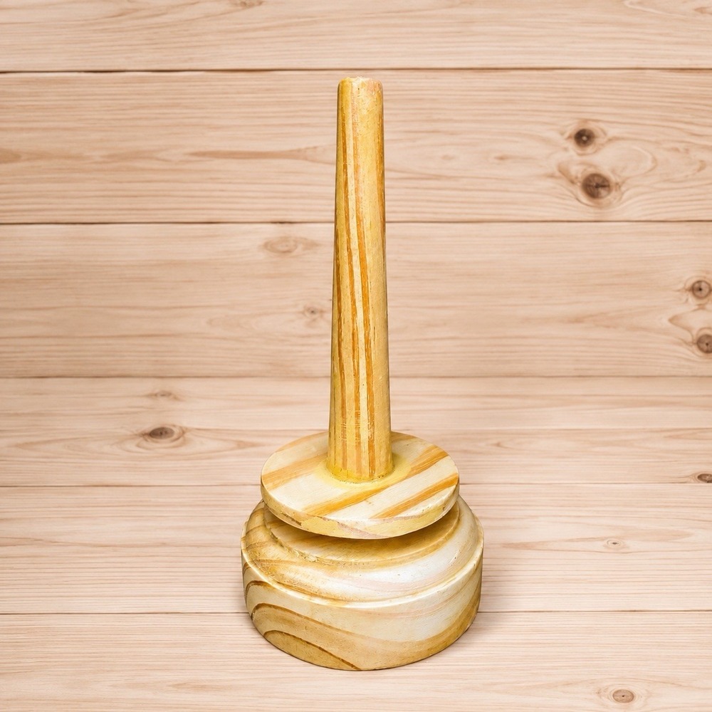Wooden Yarn Cone Holder Stand Natural Wood Thread Cone Spool Holder Knitting [Y
